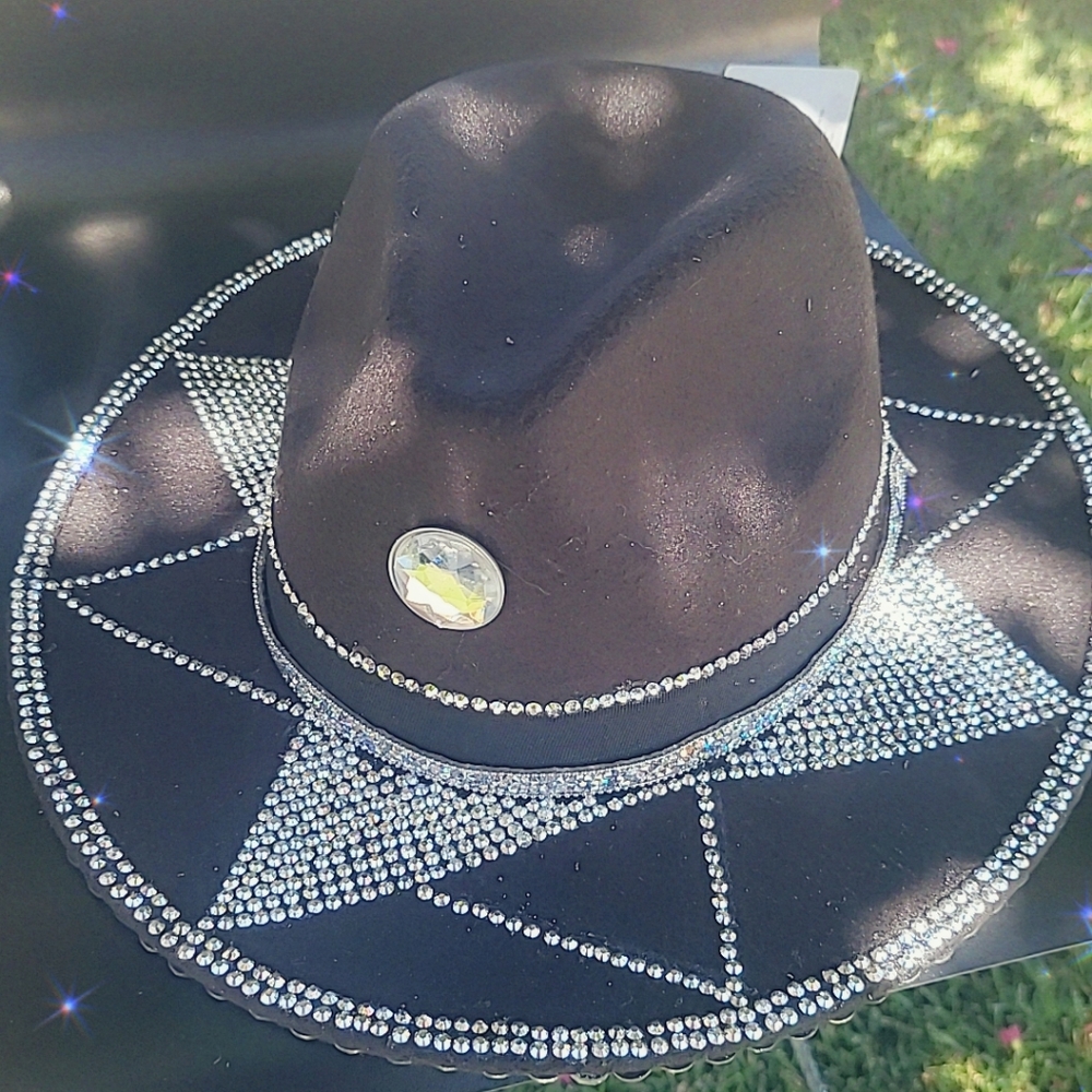 Custom one of a kind fedora Rhinestones jewels Party, festival tribal concert